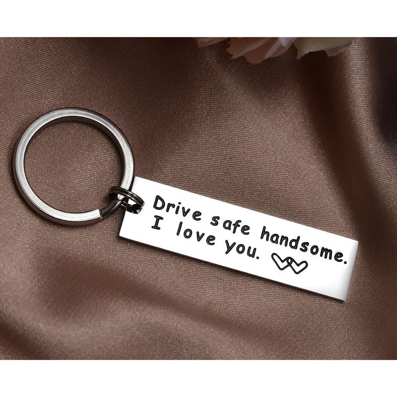LParkin Drive Safe Keychain Handsome I Love You Trucker Husband Gift for Husband Dad Gift Valentines Day Stocking Stuffer - Image 5